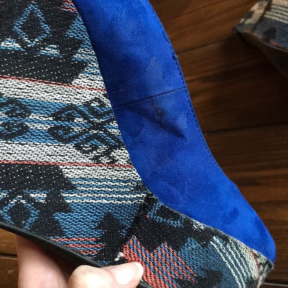 Blue Aztec Wedge Platform Heels - Picture 7 of 9